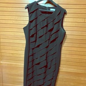 Calvin Klein Black Knee Length Dress with Ruffle